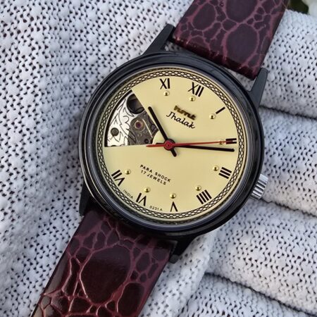 HMT Jhalak hand wanding Open Heart Men steel 17 Jewels Vintage Wrist watch Elegant cream dial