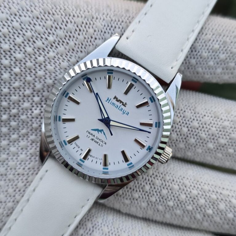 HMT Himalaya Parashock hand wanding Men steel 17 Jewels Mod Wrist watch White Dial