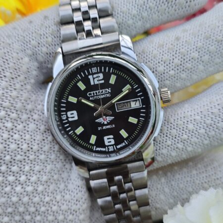 Citizen Automatic Hand Winding Men’s Stainless Steel 21 Jewels Day-Date Mod Wrist Watch