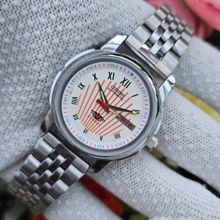 Citizen Automatic Men's steel day date 21 Jewels Vintage Refurbished Mod Wrist watch