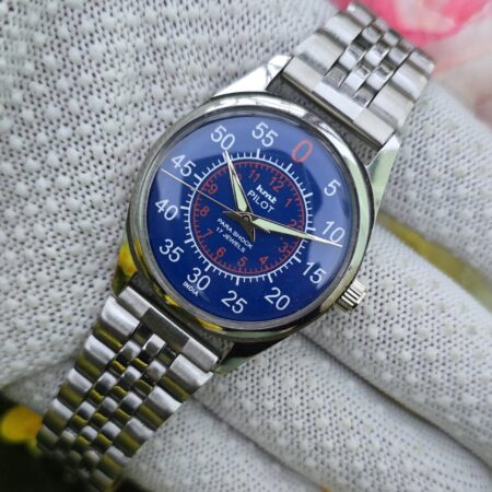 HMT Pilot vintage wristwatch hand wanding Men's steel transparant back 17 Jewels Mod Wrist watch