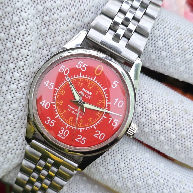 HMT Pilot Vintage Watch hand wanding Men;s steel transparant back 17 Jewels Mod Wrist watch