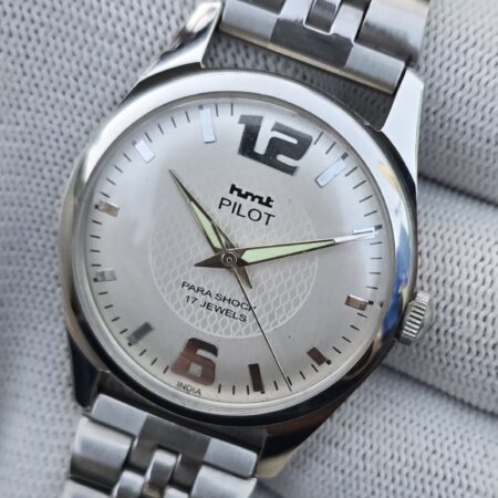 HMT Pilot hand winding Men steel transparant back 17 Jewels Mod Wrist watch White Dial