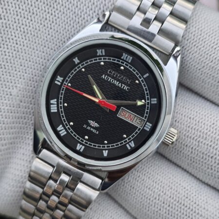 Citizen Automatic Hand Winding Men’s Stainless Steel 21 Jewels Day-Date Mod Wrist Watch