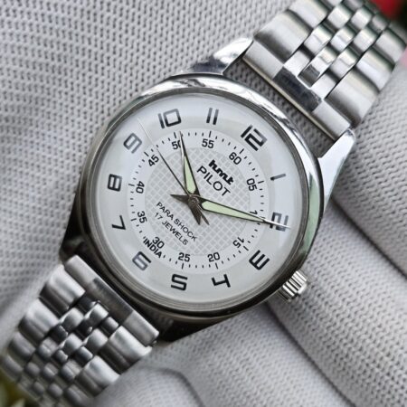 HMT Pilot hand winding Men's steel transparant back 17 Jewels Mod Wrist watch White Dial