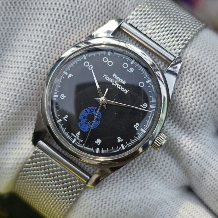 HMT Gandaberunda hand wanding Men's mesh strap transparent back 17 Jewels Mod Wrist watch