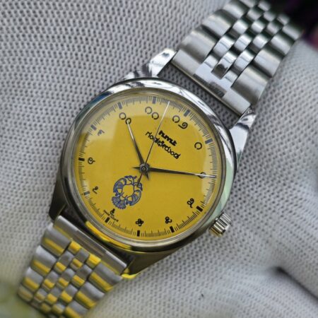 HMT Gandaberunda hand wanding Men's steel transparent back 21 Jewels Mod Wrist watch