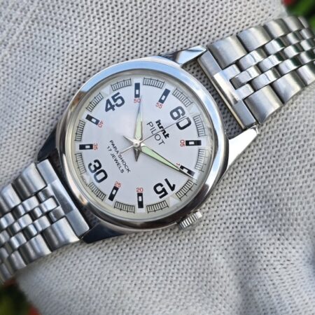 HMT Pilot hand winding Men's steel transparant back 17 Jewels Mod Wrist watch White Dial