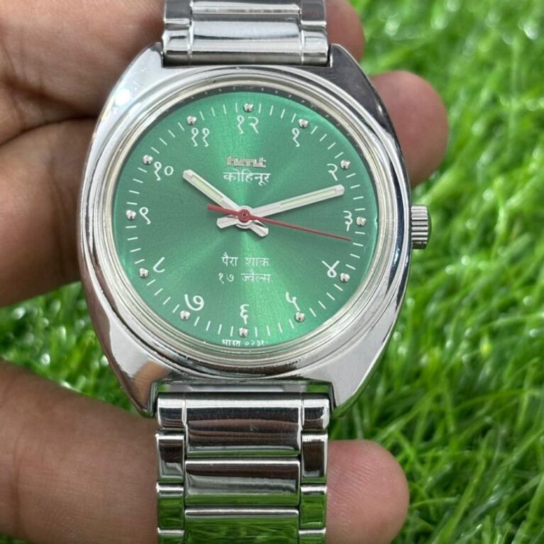 HMT Kohinoor vintage hand wanding Men's steel  Watch back 17 Jewels Mod Wrist watch Hindi numerals