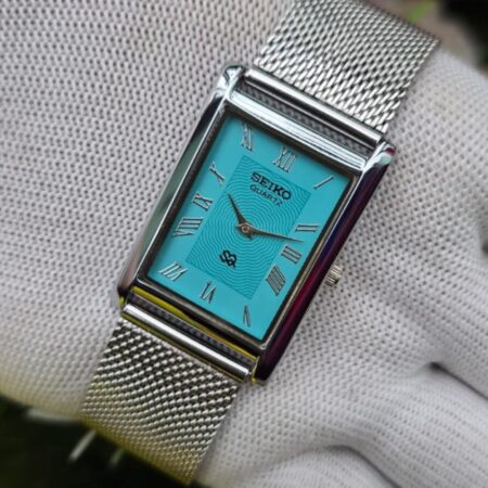 Seiko Tank Quartz Men's Silver tone Sub-Second Roman Silver dial Mod wrist watch