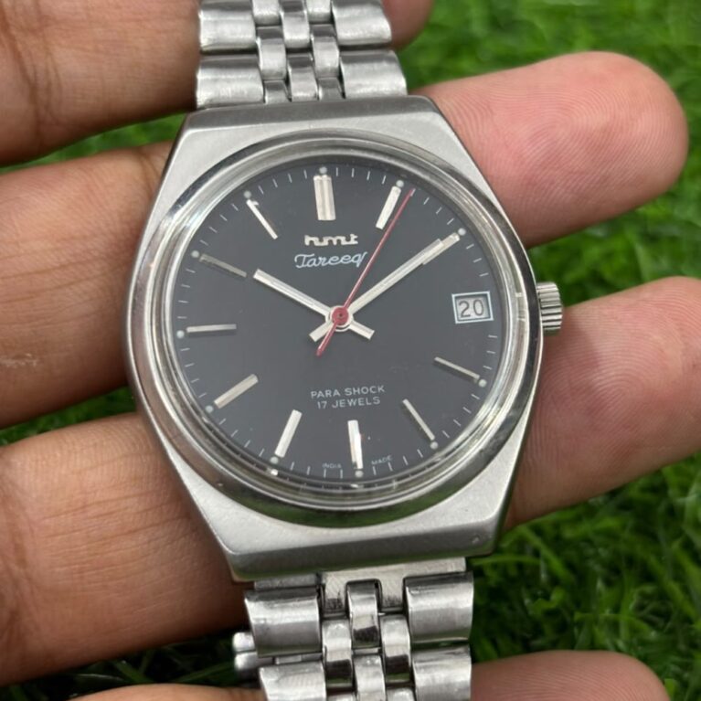 HMT Tareeq Mechanical Hand Winding Men's Steel See Thru Back 17 Jewels Vintage Mod Wrist Watch