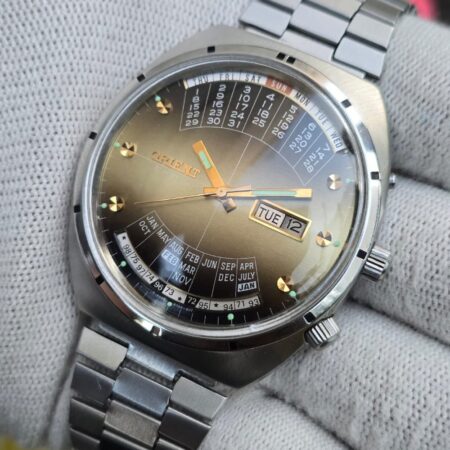 Vintage Orient Multi-Year Calendar Automatic Men's Steel 21 jewels Original japanese wrsit watch jumbo size