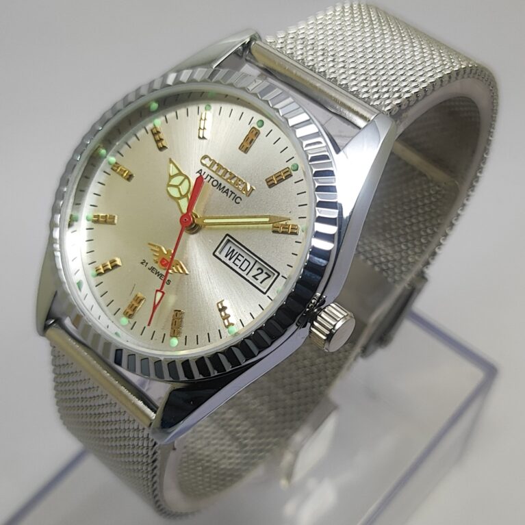 Citizen Automatic Men Day Date 21 Jewels Japanese Mod Wrist Watch