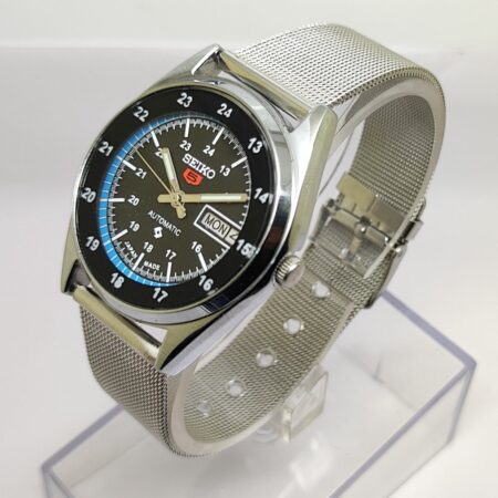 Seiko 5 Automatic Men Steel Day Date 17 Jewels Japanese Mod Wrist Watch