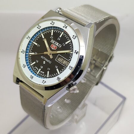 Seiko 5 Automatic Men Steel Day Date 17 Jewels Japanese Mod Wrist Watch